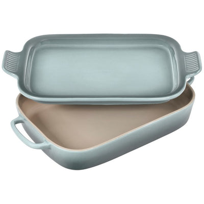2.75-Quart Stoneware Rectangular Dish with Platter Lid - Sea Salt
