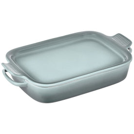 2.75-Quart Stoneware Rectangular Dish with Platter Lid - Sea Salt