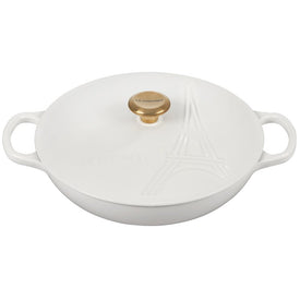 Eiffel Tower Signature 3.5-Quart Braiser with Gold Knob - White