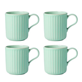 French Perle Scallop 12 Oz Mugs Set of 4 - Ice Blue