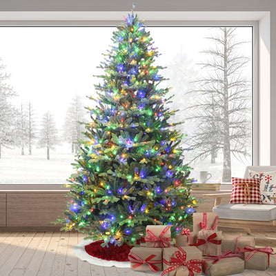 7.5' Oregon Pine Christmas Tree with Multi-Color LED String Lighting