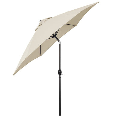 9' Aluminum Market Patio Umbrella with Fiberglass Ribs, Crank Lift, and Push-Button Tilt - Antique Beige