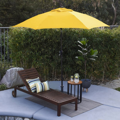 9' Aluminum Market Patio Umbrella with Fiberglass Ribs, Crank Lift, and Push-Button Tilt - Yellow