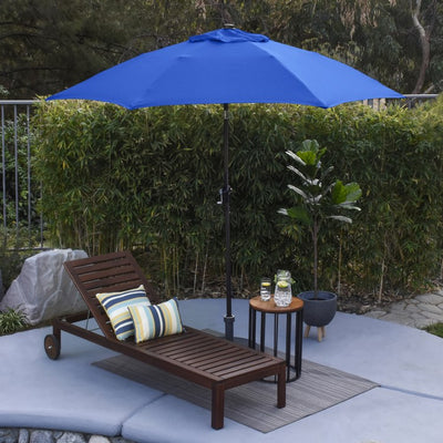 9' Aluminum Market Patio Umbrella with Fiberglass Ribs, Crank Lift, and Push-Button Tilt - Pacific Blue
