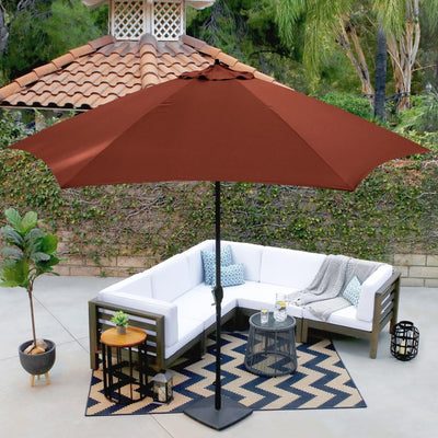 11' Aluminum Market Patio Umbrella with Crank Lift and Push-Button Tilt - Brick