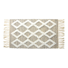 Randal 20" x 32" Cotton Bath Mat - Gray/Beige/White