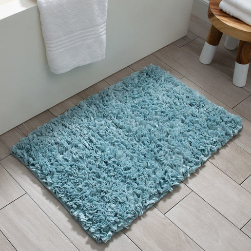 Petal 20" x 30" Poly/Cotton Bath Mat - Light Blue
