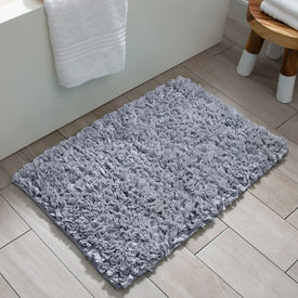 Petal 20" x 30" Poly/Cotton Bath Mat - Light Gray