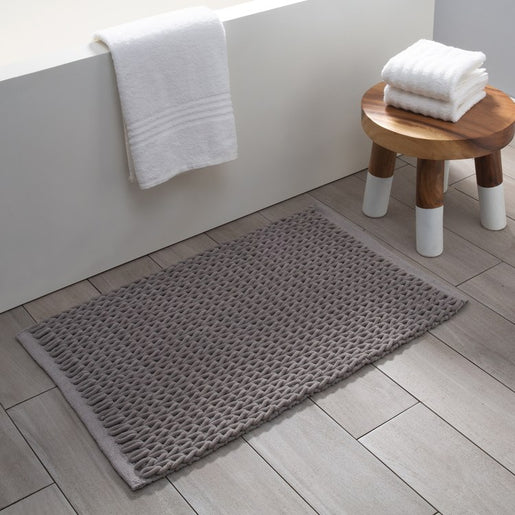 Braided 20" x 32" Cotton/Micro Poly Bath Mat - Marble Gray