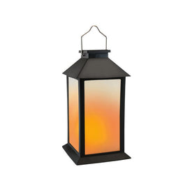 Solar-Powered Flame Effect LED Black Lantern