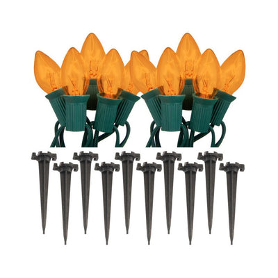 Electric Pathway Lights with 10 Steady Orange Bulbs