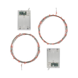 Battery-Operated LED Fairy String Lights with Timer Set of 2 - Red