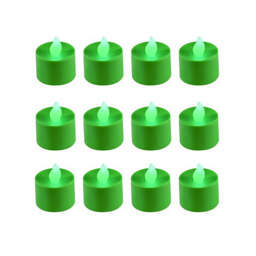 Battery-Operated LED Tealight Candles Set of 12 - Green