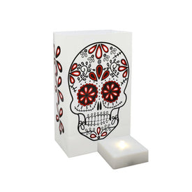 Sugar Skull Battery-Operated LED Luminaria Kit with Timer Set of 6