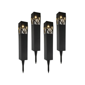 Solar-Powered LED Garden Lights Set of 4 - Black