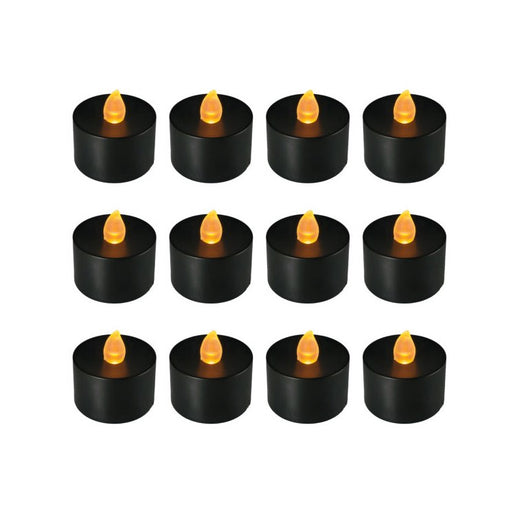 Battery-Operated LED Tealight Candles Set of 12 - Black