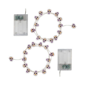 Sugar Skull Motif Battery-Operated LED Fairy String Lights with Timer Set of 2