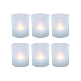 Frosted Votives with Battery-Operated LED Lights Set of 6 - Soft White