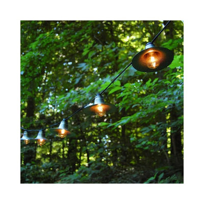 Electric Cafe String Lights with 10 Gun Metal Shades