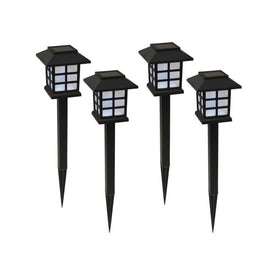 Solar-Powered Ground Lights Set of 4 - Black Window