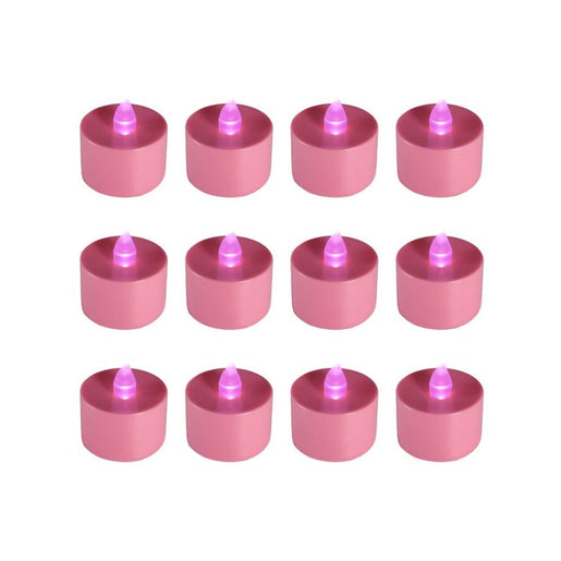 Battery-Operated LED Tealight Candles Set of 12 - Pink