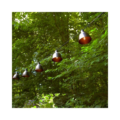 Electric Cafe String Lights with 10 Bronze Metal Domes