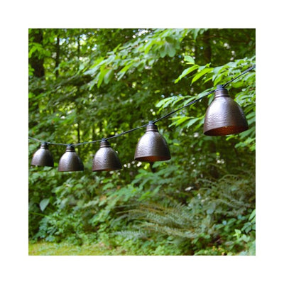 Electric Cafe String Lights with 10 Bronze Metal Domes
