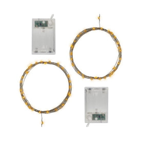 Battery-Operated LED Fairy String Lights with Timer Set of 2 - Amber