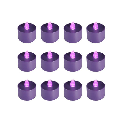 Battery-Operated LED Tealight Candles Set of 12 - Purple