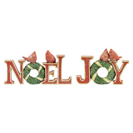 10" Cardinals on Wreaths "Joy" and "Noel" Christmas Display Signs