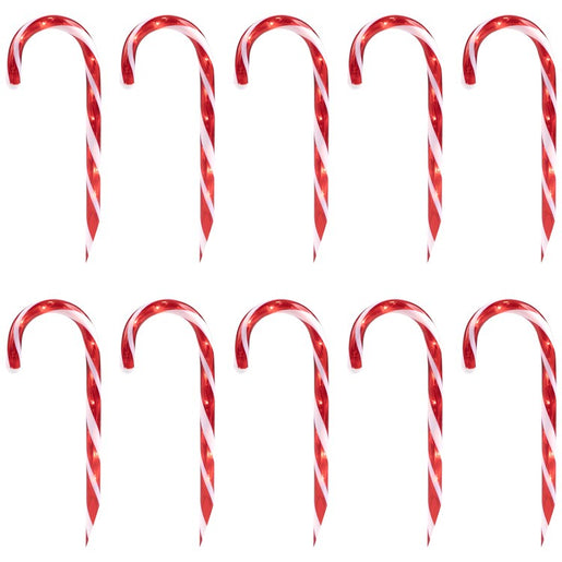 12" Lighted Outdoor Candy Cane Christmas Pathway Markers Set of 10