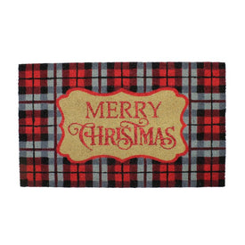 18" x 30" Plaid "Merry Christmas" Outdoor Coir Doormat