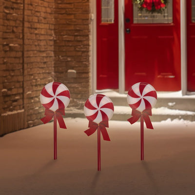 4.5' Peppermint Lollipops Christmas Pathway Markers Set of 3