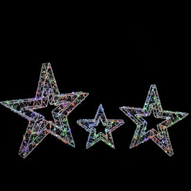 23" LED Lighted Multi-Function Outdoor Christmas Stars Set of 3