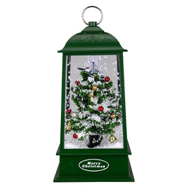 13.5" LED Lighted Snowing and Musical Decorated Christmas Tree Lantern