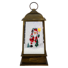 13.5" LED Lighted Snowing and Musical Santa Christmas Lantern