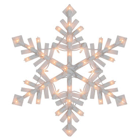 15.5" White Lighted Snowflake Christmas Outdoor Window Silhouette