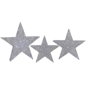 24" LED Lighted Silver Stars Outdoor Christmas Decoration Set of 3