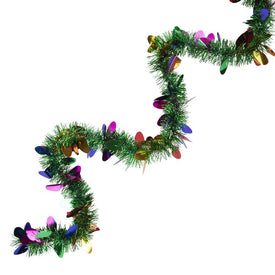 50' x 2" Christmas Light Bulb Wrapped Tinsel Commercial Garland - Unlit