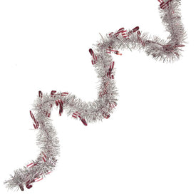 50' x 3" Christmas Candy Cane Commercial Wrapped Tinsel Garland - Unlit