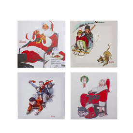 8" x 8" Norman Rockwell Classic Christmas Scene Canvas Prints Set of 4