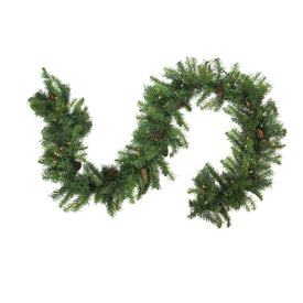 9' x 16" Pre-Lit Warm White LED Dakota Red Pine Artificial Christmas Garland