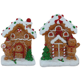 5" Gingerbread Houses with Gingerbread Boy and Girl Christmas Decoration Set of 2