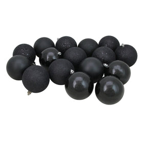 3.25" Jet Black Shatterproof Four-Finish Christmas Ball Ornaments Set of 32