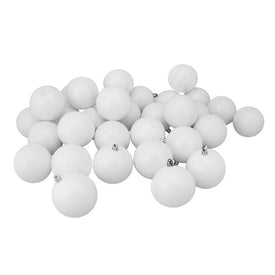 3.25" Winter White Shatterproof Shiny Christmas Ball Ornaments Set of 32