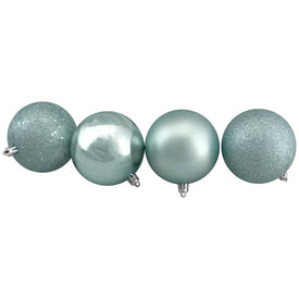 3.25" Mermaid Blue Shatterproof Four-Finish Christmas Ball Ornaments Set of 32