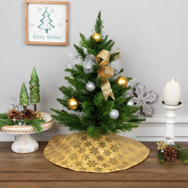 20" Red Sequin Snowflake Pattern Mini Christmas Tree Skirt