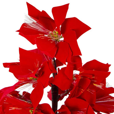 4' Pre-Lit Red Poinsettia Christmas Tree with Color-Changing Fiber Optic Lights