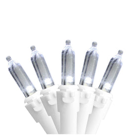 50-Count Pure White LED Mini Christmas Light Set with 16.25' White Wire