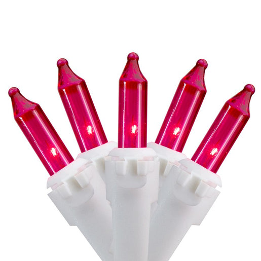 100-Count Pink Mini Christmas Light Set with 20.25' White Wire